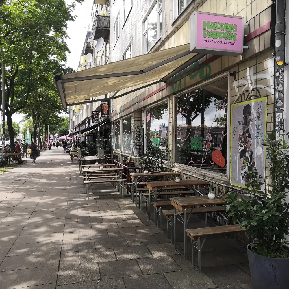 Außenansicht des Happenpappen mit Terrasse